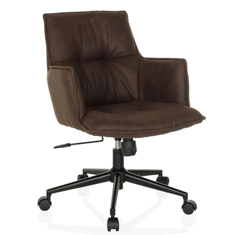 Siège de bureau à domicile SOLAO LIFE avec revêtement marron foncé et piètement à roulettes noir de hjh LIVING