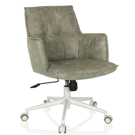 Siège de bureau à domicile SOLAO LIFE W avec revêtement en tissu gris et pied en étoile blanc à roulettes de hjh LIVING