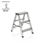 Échelle pliante en aluminium SOLID avec trois marches et une hauteur de 59 cm de hjh OFFICE