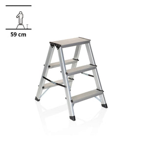 Échelle pliante en aluminium SOLID avec trois marches et une hauteur de 59 cm de hjh OFFICE