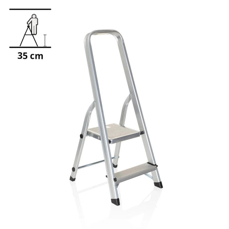 Échelle pliante en aluminium SOLID I avec deux marches et poignée intégrée de hjh OFFICE