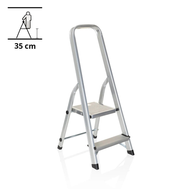 Échelle pliante en aluminium SOLID I avec deux marches et poignée intégrée de hjh OFFICE