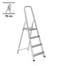 Échelle pliante SOLID II en aluminium argenté avec quatre marches et main courante de hjh OFFICE