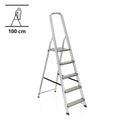 Échelle pliante en aluminium SOLID III avec cinq marches et barre de sécurité de hjh OFFICE