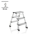 Échelle pliante en aluminium SOLID IV avec trois marches et pieds noirs de hjh OFFICE