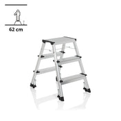 Échelle pliante en aluminium SOLID IV avec trois marches et pieds noirs de hjh OFFICE