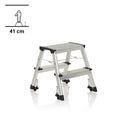 Échelle pliante à deux marches SOLID VI en aluminium argenté avec pieds en caoutchouc noirs de hjh OFFICE