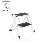 Échelle pliante SOLID W1 blanche avec deux marches noires et une hauteur de 44 cm de hjh OFFICE