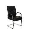 Chaises cantilever SOVRANO V noires avec revêtement en similicuir et structure en métal chromé de hjh OFFICE