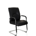Chaises cantilever SOVRANO V noires avec revêtement en similicuir et structure en métal chromé de hjh OFFICE