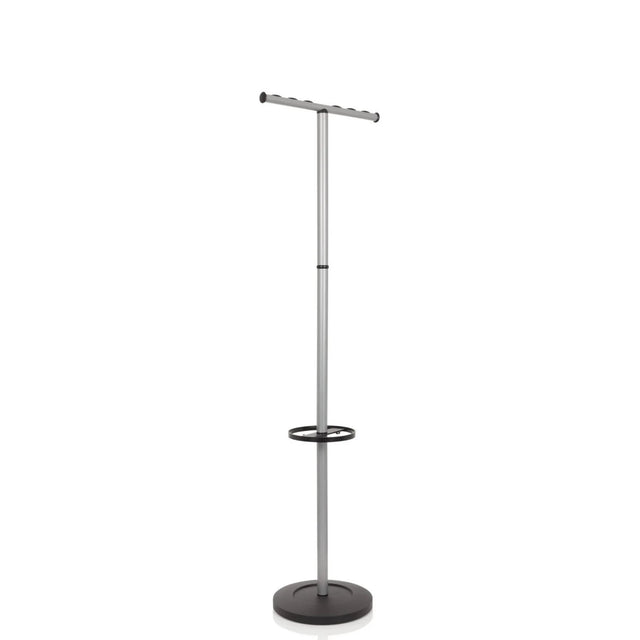 Portemanteau argenté SPACE I avec une étagère et un pied rond de hjh OFFICE