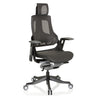 Siège de bureau de qualité professionnelle SPEKTRE BLACK avec revêtement en maille gris et noir et appui-tête de hjh OFFICE