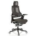 Siège de bureau de qualité professionnelle SPEKTRE BLACK avec revêtement en maille gris et noir et appui-tête de hjh OFFICE