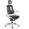 Siège de bureau de qualité professionnelle SPEKTRE avec revêtement en maille grise, appuie-tête et structure blanche de hjh OFFICE