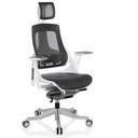 Siège de bureau de qualité professionnelle SPEKTRE avec revêtement en maille grise, appuie-tête et structure blanche de hjh OFFICE