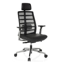 Siège de bureau haut de gamme SPINIO ELITE L avec revêtement en maille noire et siège en cuir de hjh OFFICE