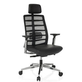 Siège de bureau haut de gamme SPINIO ELITE L avec revêtement en maille noire et siège en cuir de hjh OFFICE