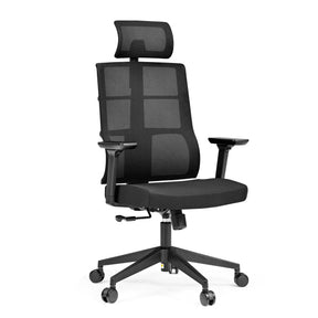 Siège de bureau de qualité professionnelle SPINIO PRO en noir avec dossier en maille et appui-tête de hjh OFFICE
