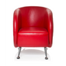 Fauteuil rembourré rouge ST. LUCIA avec surface brillante et quatre pieds en métal de hjh OFFICE