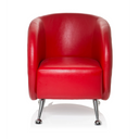 Fauteuil rembourré rouge ST. LUCIA avec surface brillante et quatre pieds en métal de hjh OFFICE