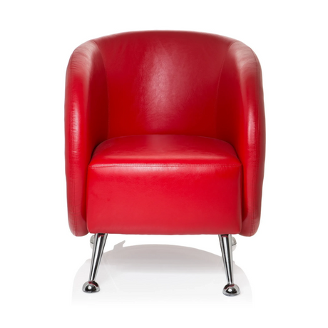 Fauteuil rembourré rouge ST. LUCIA avec surface brillante et quatre pieds en métal de hjh OFFICE