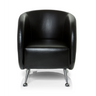 Fauteuil rembourré noir ST. LUCIA avec revêtement en similicuir lisse et quatre pieds chromés de hjh OFFICE