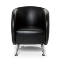 Fauteuil rembourré noir ST. LUCIA avec revêtement en similicuir lisse et quatre pieds chromés de hjh OFFICE