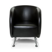Fauteuil rembourré noir ST. LUCIA avec revêtement en similicuir lisse et quatre pieds chromés de hjh OFFICE