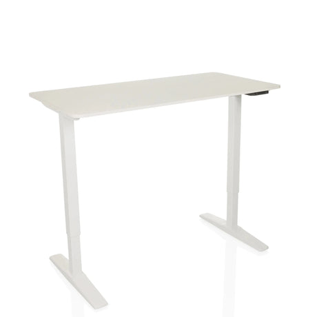Bureau réglable en hauteur électriquement STAND BASIC en blanc avec plateau rectangulaire de hjh OFFICE