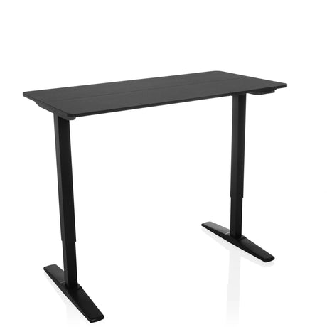 Bureau réglable en hauteur électriquement STAND CARBON en noir avec un plateau rectangulaire de hjh OFFICE