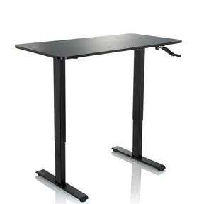 Bureau assis-debout noir STAND CR avec mécanisme à manivelle et piètement en T de hjh OFFICE