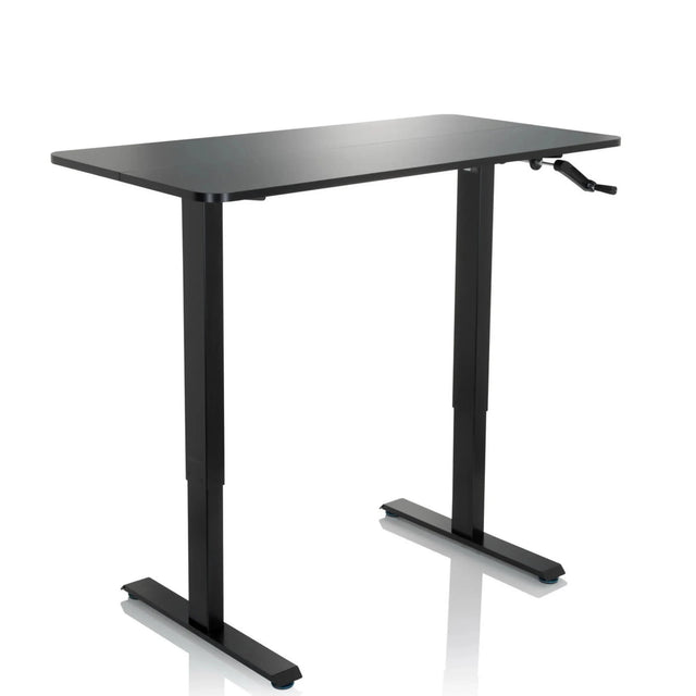 Bureau assis-debout noir STAND CR avec mécanisme à manivelle et piètement en T de hjh OFFICE