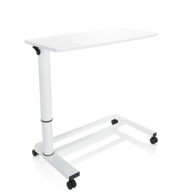 Bureau assis-debout blanc STAND II avec pied réglable en hauteur et quatre roulettes de hjh OFFICE