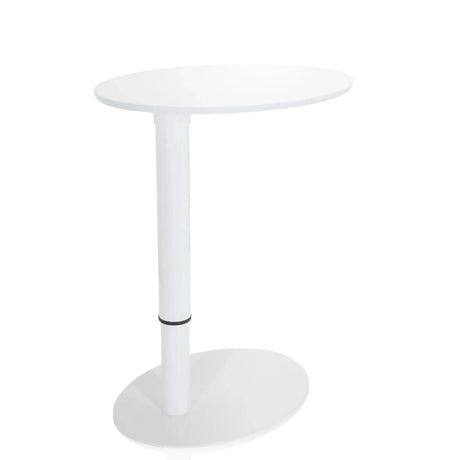Bureau assis-debout blanc STAND III avec plateau ovale et pied rond de hjh OFFICE