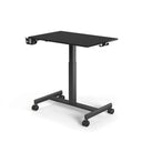 Bureau assis-debout noir Stand K avec un plateau rectangulaire et quatre roulettes de hjh OFFICE