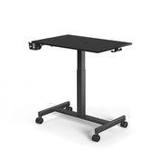 Bureau assis-debout noir Stand K avec un plateau rectangulaire et quatre roulettes de hjh OFFICE