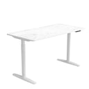Bureau réglable en hauteur électriquement STAND PRO avec plateau en marbre blanc et structure blanche de hjh OFFICE