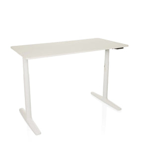 Bureau réglable en hauteur électriquement STAND PRO en blanc avec plateau rectangulaire de hjh OFFICE