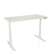 Bureau réglable en hauteur électriquement STAND PRO en blanc avec plateau rectangulaire de hjh OFFICE