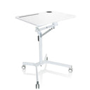 Bureau assis-debout blanc STAND VM-SU I avec châssis réglable en hauteur et roulettes de hjh OFFICE