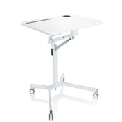 Bureau assis-debout blanc STAND VM-SU I avec châssis réglable en hauteur et roulettes de hjh OFFICE
