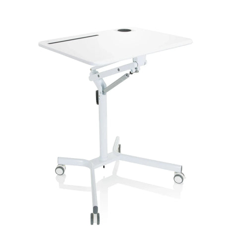 Bureau assis-debout blanc STAND VM-SU I avec châssis réglable en hauteur et roulettes de hjh OFFICE