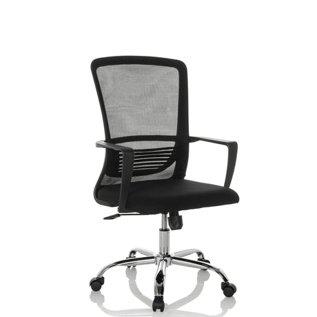 Siège de bureau à domicile STAR-TEC S en noir avec dossier en maille et base brillante de hjh OFFICE
