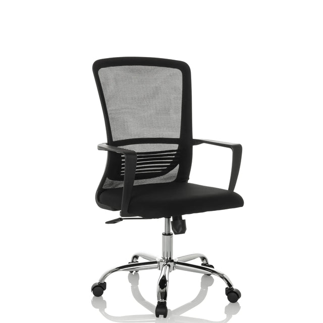 Siège de bureau à domicile STAR-TEC S en noir avec dossier en maille et base brillante de hjh OFFICE