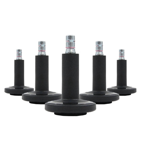 Cinq patins de chaise noirs STATO-M pour sols durs avec inserts métalliques de hjh OFFICE
