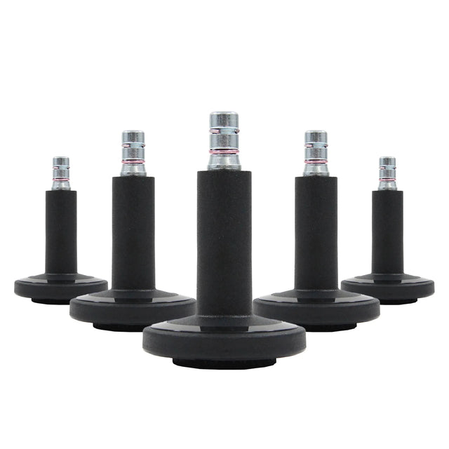 Cinq patins de chaise noirs STATO-M pour sols durs avec inserts métalliques de hjh OFFICE
