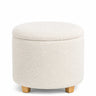 Tabouret rembourré blanc Storiano S avec revêtement en tissu structuré et pieds en bois clair de hjh LIVING