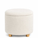 Tabouret rembourré blanc Storiano S avec revêtement en tissu structuré et pieds en bois clair de hjh LIVING