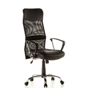 Siège de direction pour bureau à domicile STRYKA noir avec assise en similicuir et dossier en maille de hjh OFFICE