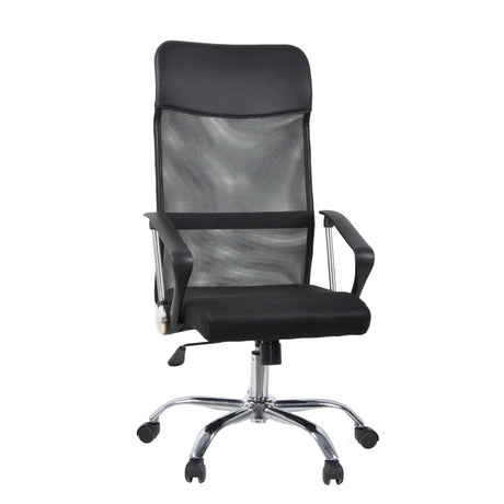 Siège de direction pour bureau à domicile Stryka Net noir avec revêtement en maille et piètement brillant de hjh OFFICE